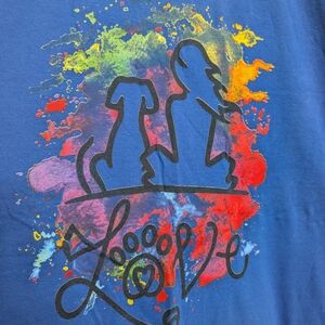 Bright Blue Dog and Girl Graphic T-Shirt